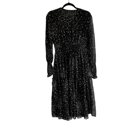 Taylor Womens Floral Tiered Midi Dress Black Women's Size 6P - Picture 3 of 7